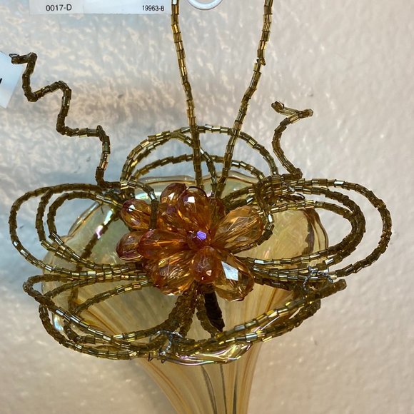 Christmas Ornaments Glass Lily W Beaded Color Purple Red Gold Set of 3 NWT - Picture 8 of 14